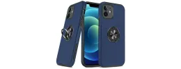 For iPhone 12 & iPhone 12 Pro CHIEF Oil Painted Magnetic Ring Stand Hybrid - Dark Blue