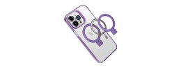 For iPhone 12 & iPhone 12 Pro Dotted Edged Line Transparent HQ Magnetic Ring Stand Hybrid - Light Purple