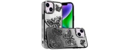 For iPhone 12 & iPhone 12 Pro Electroplated Butterfly With Diamonds Glitter Shimmer Hybrid Case - Purple