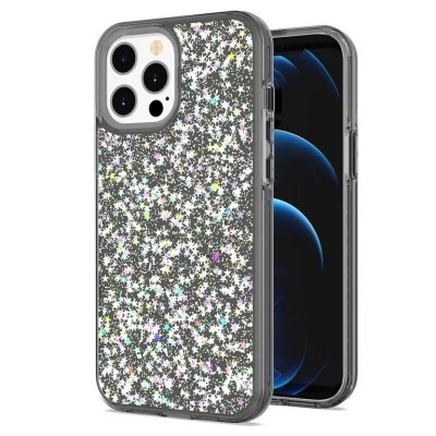 For iPhone 12 & iPhone 12 Pro (Open Camera Hole) Bling Hybrid Case Cover - A