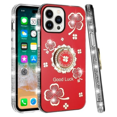 For iPhone 12 & iPhone 12 Pro (Open Camera Hole) Bling Hybrid Case Cover - K