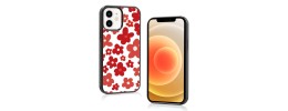 For iPhone 12 & iPhone 12 Pro (Open Camera Hole) Carbonara IMD Design Hybrid Case Cover - Red with Flowers