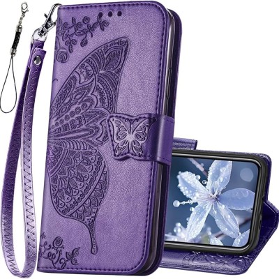 For iPhone 12 & iPhone 12 Pro (Open Camera Hole) ELEGANT Wallet Case ID Money Holder Case Cover - Lavender