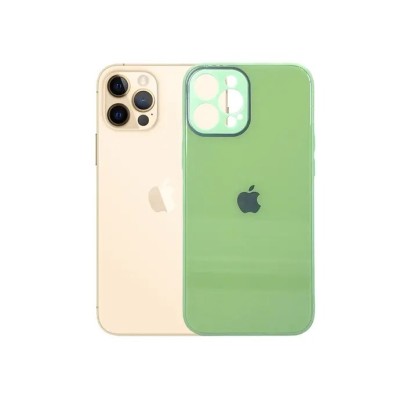 For iPhone 12 & iPhone 12 Pro (Open Camera Hole) Electroplated Fashion Solid Color TPU Case Cover - Light Green