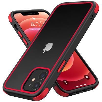 For iPhone 12 & iPhone 12 Pro (Open Camera Hole) Electroplated Fashion Solid Color TPU Case Cover - Red