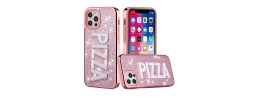 For iPhone 12 & iPhone 12 Pro (Open Camera Hole) Embroidery Bling Glitter Chrome Hybrid Case Cover -