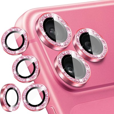 For iPhone 12 & iPhone 12 Pro (Open Camera Hole) Embroidery Bling Glitter Chrome Hybrid Case Cover - BLM on Pink