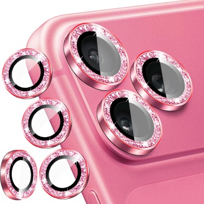 For iPhone 12 & iPhone 12 Pro (Open Camera Hole) Embroidery Bling Glitter Chrome Hybrid Case Cover - LIT on Pink