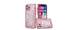 For iPhone 12 & iPhone 12 Pro (Open Camera Hole) Embroidery Bling Glitter Chrome Hybrid Case Cover - MAMBA on Pink