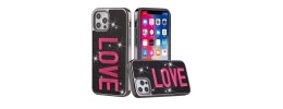 For iPhone 12 & iPhone 12 Pro (Open Camera Hole) Embroidery Bling Glitter Chrome Hybrid Case Cover - TRAVEL on Pink