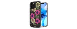 For iPhone 12 & iPhone 12 Pro (Open Camera Hole) Floral Glitter Design Case Cover - Daisy Pink