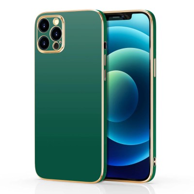 For iPhone 12 & iPhone 12 Pro (Open Camera Hole) (Not Pro) Electroplated Grid Diamond Lines TPU Case Cover - Green