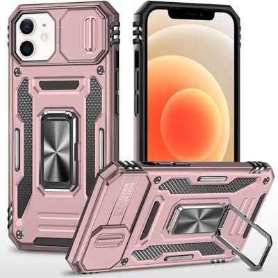 For iPhone 12 & iPhone 12 Pro Utter Tough Metal Ring Movable  Camera Window Hybrid - Silver