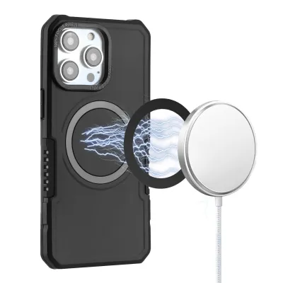 For iPhone 12 & iPhone 12 Pro Grip [Magneti Circle] Metal Shockproof Hybrid - Black