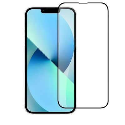 For iPhone 13/13 Pro Bulk White Paper Card Package Black edged Tempered Glass (Black)