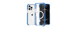 For iPhone 13/14 Acrylic [Magnetic Circle] Tough 2.5mm  Transparent ShockProof Hybrid - Blue