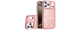 For iPhone 13/14 Beautiful Diamond Metallic Design Metal Chrome Edged Hybrid - Rose Gold