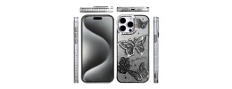 For iPhone 13/14 Butterfly Freedom Shimmer Glitter Thick TPU Case Cover - Black