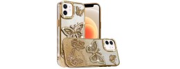 For iPhone 13/14 Butterfly Freedom Shimmer Glitter Thick TPU Case Cover - Rose Gold