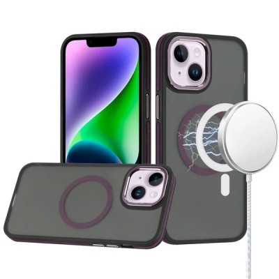 For iPhone 13/14 CHIEF Oil Painted Magnetic Ring Stand Hybrid Case Cover - Black