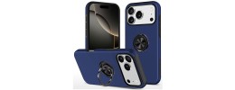 For iPhone 13/14 CHIEF Oil Painted Magnetic Ring Stand Hybrid Case Cover - Dark Blue