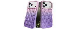 For iPhone 13/14 Floral Joy Glitter Shimmer Leather Feel Thick TPU  Case - Light Blue/Light Pink
