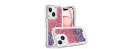 For iPhone 13/14 Gem Glitter Diamond Transparent Hard Colorful TPU Hybrid Case - Black