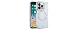For iPhone 13/14 [Magnetic Circle] Smooth Safe Matte Feel Hybrid Case - Clear
