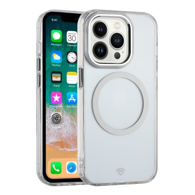 For iPhone 13/14 [Magnetic Circle] Smooth Safe Matte Feel Hybrid Case - Clear