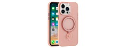 For iPhone 13/14 [Magnetic Circle] Smooth Safe Matte Feel Hybrid Case - Light Pink