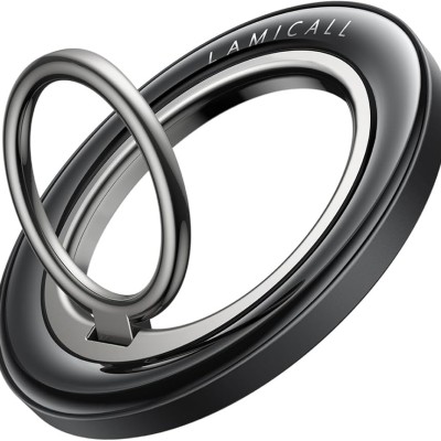 For iPhone 13/14 Magnetic Matching Ring Stand Full Rotation Matte Hybrid - Black