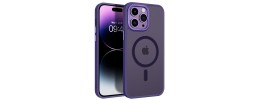For iPhone 13/14 Magnetic Matching Ring Stand Full Rotation Matte Hybrid - Dark Purple