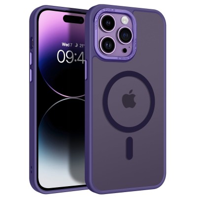 For iPhone 13/14 Magnetic Matching Ring Stand Full Rotation Matte Hybrid - Dark Purple