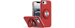 For iPhone 13/14 Metal CD Pattern Matte Finished Hybrid with Rotational Ring [Car Mount Friendly] Case - Red