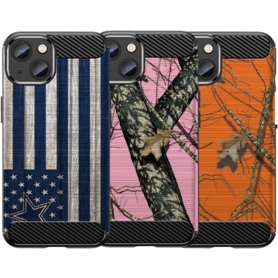 For iPhone 13/14 Shimmer Glitter Floral Design Thick TPU Case Cover - Black