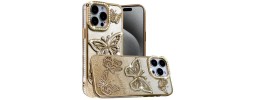 For iPhone 13/14 Shimmer Glitter Floral Design Thick TPU Case Cover - Silver