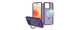 For iPhone 13/14 Skin Touch Feel HQ [Magnetic Circle] Kickstand Hybrid - Purple