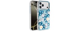 For iPhone 13/14 Spectacular Full Bling Stones Glitter HQ Hybrid Floral Series - Blue