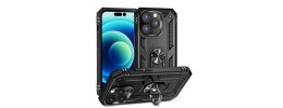 For iPhone 13/14 Sturdy Bracket Kickstand Magnetic Hybrid - Black