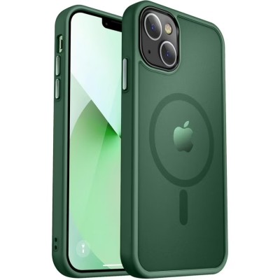 For iPhone 13/14 Sturdy Bracket Kickstand Magnetic Hybrid - Midnight Green
