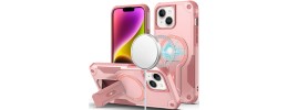 For iPhone 13/14 Sturdy Bracket Kickstand Magnetic Hybrid - Pink