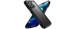 For iPhone 13/14 Ultimate CaseX Transparent Hybrid Case with  Metal Buttons And Camera Edges - Black
