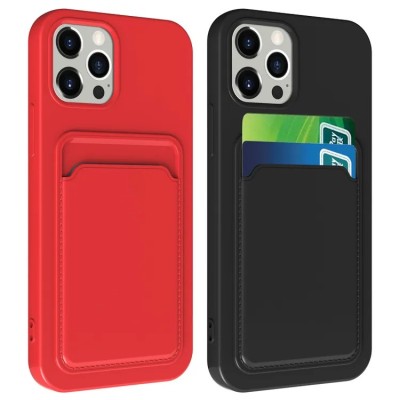 For iPhone 13/14 Wallet ID Card Holder Case Cover - Red