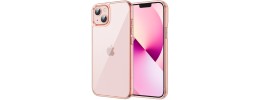 For iPhone 13 6.1 Aluminium Alloy Transparent PC TPU Slick Hybrid - Rose Gold