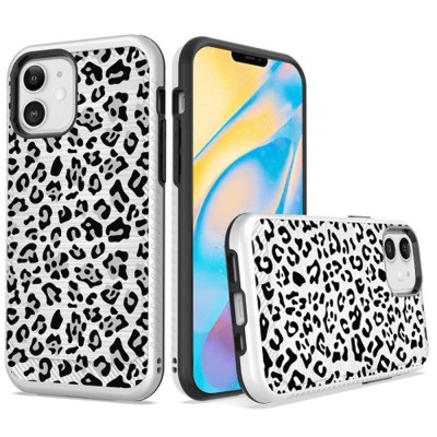 For iPhone 13 6.1 Design Slim Brushed Hybrid - Black Leopard