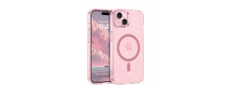 For iPhone 13 6.1 Epoxy Glitter Shimmer [Magnetic Circle] Hybrid Case - Hot Pink