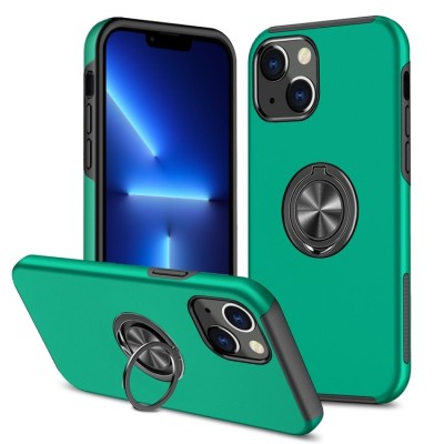 For iPhone 13 6.1 Foldable Magnetic Kickstand Vegan Case Cover - Teal
