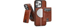 For iPhone 13 6.1 [Magnetic Circle] Wallet With Independent Detachable Card Holder - Brown