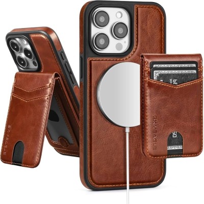 For iPhone 13 6.1 [Magnetic Circle] Wallet With Independent Detachable Card Holder - Brown