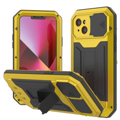 For iPhone 13 6.1 Mix Shockproof IMD Electroplated Design Hybrid Case Cover - Military D